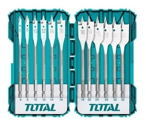 Imagen 2 de 3 de Juego Brocas Mechas Planas Madera Kit 12 Piezas Set Total
