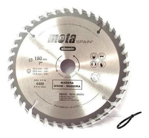 Hoja Sierra Circular Mota Para Madera 180mm 60dient + Regalo