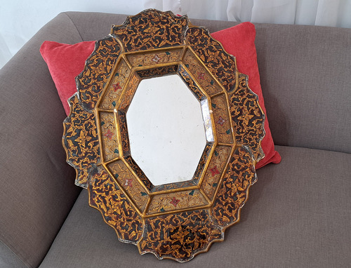 Espejo Veneciano Octogonal Deco Antigua Gran Tamaño Dorado Oscuro (Usado)