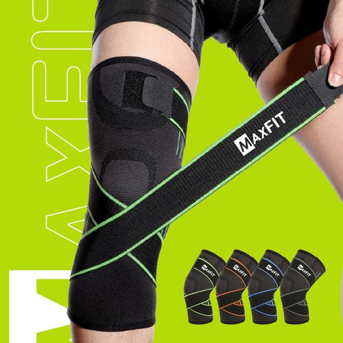 Rodillera Elastica De Compresion Gym Correr Crossfit Maxfit Color Verde Talla M