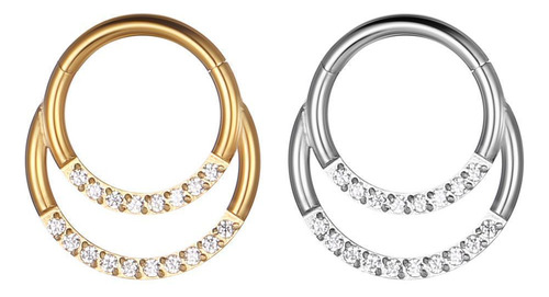 Piercing Argola Segmento Aço Pvd Zircônia Cravejada Duplo