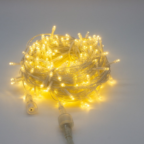 Imagen 4 de 7 de Serie Navideña Luces Led Ambar Luz Fija 25 Metros 250 Leds
