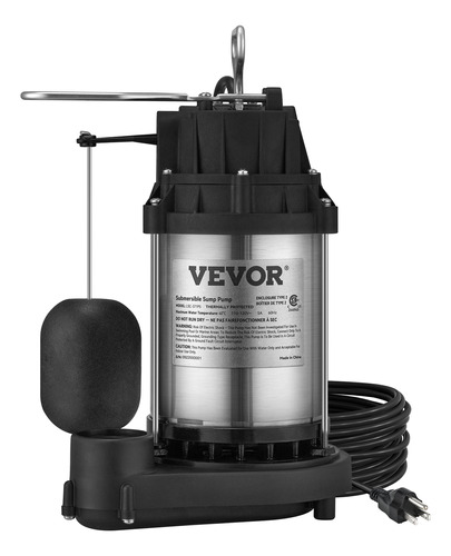 Vevor Bomba De Alcantarillado Sumergible 0.5hp 28ft 110v