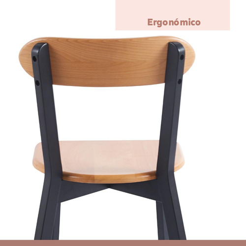 Pack De 2 Sillas Fresno De Madera - Negra