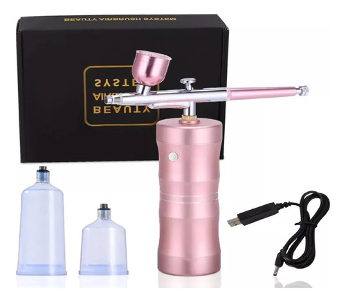 Aerógrafo Recargable Usb Inalámbrico Portátil Compresor Rosa