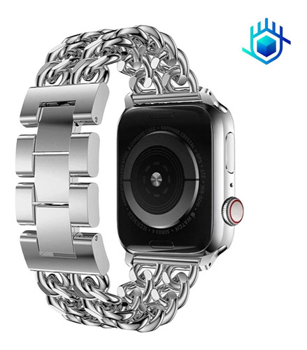Imagen 4 de 10 de Correa Extensible Cadena + Mica Para Apple Watch Metal Lujo