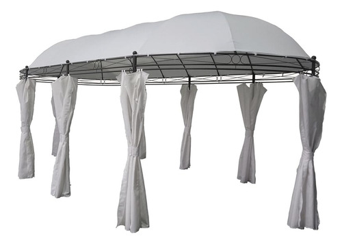 Pérgola Ovalada Con Cortinas Blancas 3 X 6 Mt