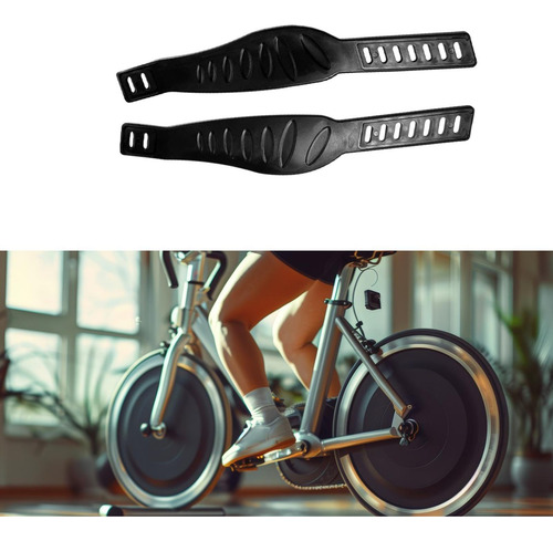 2 Piezas Ejercicio Correas De Pedal De Bicicleta Negro