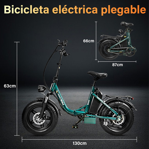 Honey Whale Bk05 Bicicleta Electrica Plegable Autonomía 40km Color Verde musgo