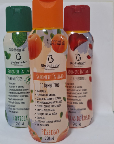 Kit 3 Sabonetes Bio Instinto Hortelã, Barbatimão, Íntimo