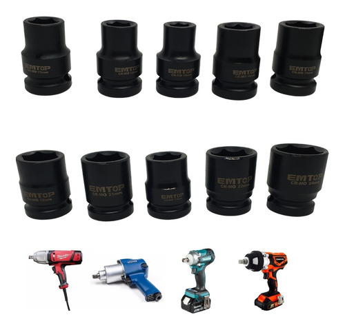 Set Kit Juego Tubos Alto Impacto Llave Pistola Total Makita 