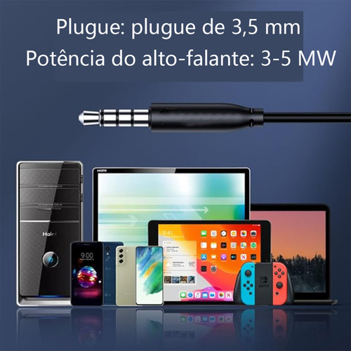 Fone Ouvido Com Fio Microfone Para Lives Home Offce Branco Cor Preto