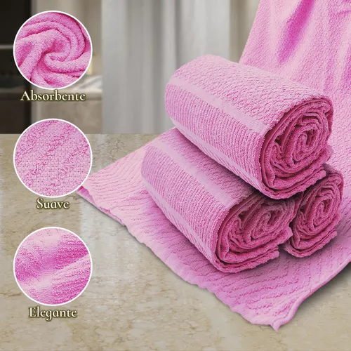 Set 2 Toallas Baño Completo 100% Algodón Grand Grano De Oro Color Rosa - $  539