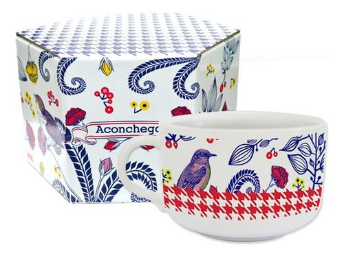 Caneca Bowl Consume 500ml - Aconchego Passaros Cor Branco Pássaros