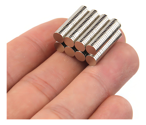 100 piezas imanes super fuertes neodimio disco 5 mm x 1 mm color gris