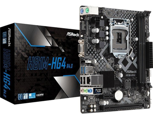 Placa Mãe Asrock H81 Intel Lga 1150 H81m-hg4 Ddr3 Usb 3.0 Cor Preto