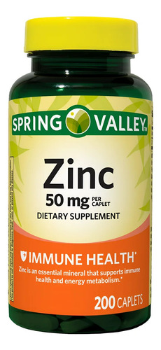 Zinc 50mg Spring Valley 200 Tabletas Sistema Inmunitario
