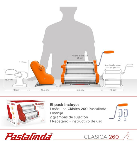 Imagen 8 de 9 de Pastalinda Máquina Clásica 260 Naranja