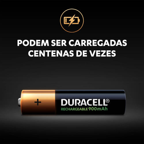 Imagem 2 de 6 de Pilha Recarregável Aaa Palito 900mah Duracell Com 4 Un.