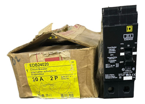Interruptor Automatico 20a Square D Edb24020 Circuit Breaker
