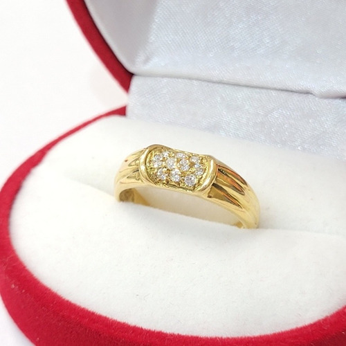 Imagen 3 de 5 de Anillo Oro 18kts Sello Cubics 3,7grs N°16 Brumat