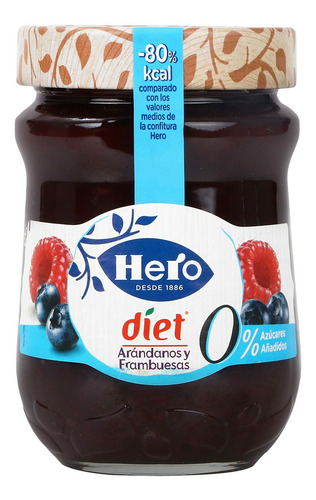 Mermelada Hero Diet Arandanos Frambuesa Sin Azucares 280 G
