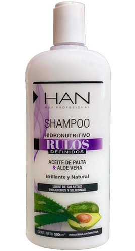Imagen 1 de 5 de Han Shampoo Rulos Definidos (apto Metodo Curly Hair) X500ml 