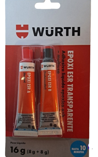 Adhesivo Liquido Pegamento Transparente Epoxi Wurth 16g