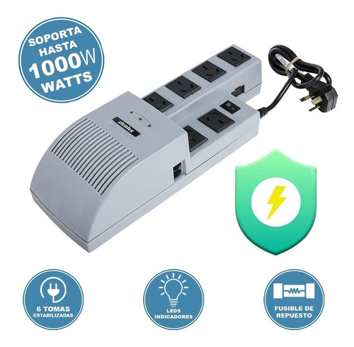 Estabilizador de tensión Atomlux Linea R R1000@ 1000VA entrada y salida de 220V blanco