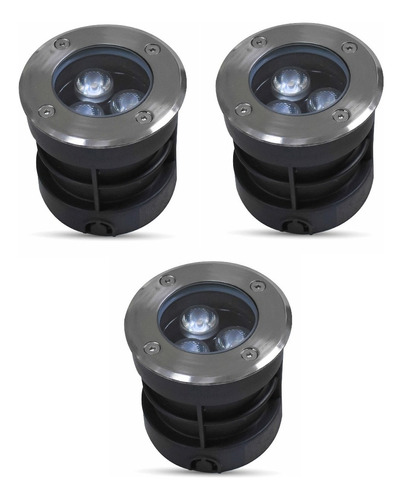 Pack 3pz Lampara Spot Piso Empotrado 3w Led Luz Calida