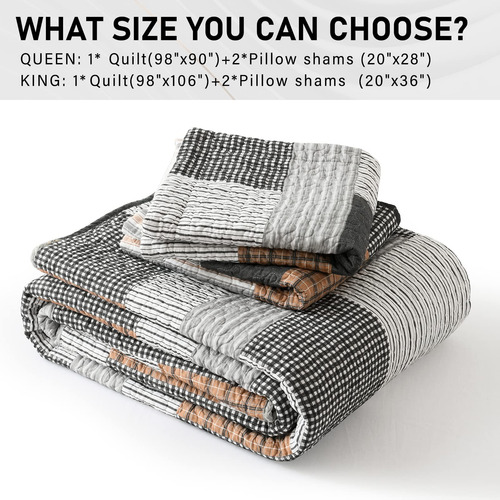 Colcha King Size Perhom - 100% Algodón Ligero - Cuadros De