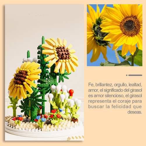 868 Pcs Bloques De Construcción De Bonsái Flores De Plantas Rosa Azul