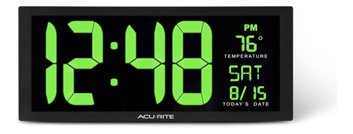 Acurite 75155m - Reloj Digital Led Verde Grande De 14.5 PuLG