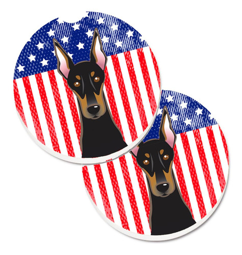 Juego De 2 Posavasos Absorbentes Bandera Y Doberman
