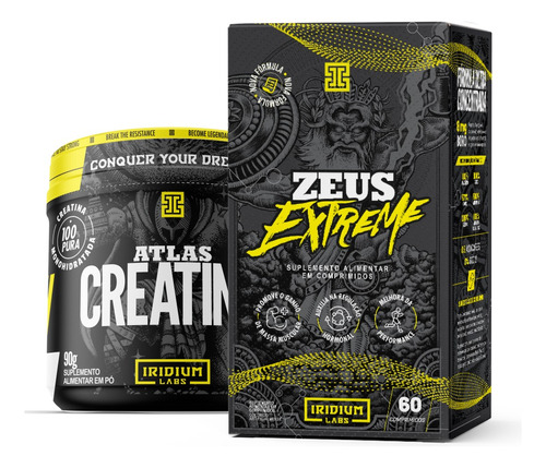 Kit Zeus Extreme 60 Comps + Atlas Creatina - Iridium Labs Sabor Sem sabor