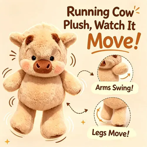 Takakies Peluche Que Corre, Peluche de Vaca Que Corre para Aliviar El Estrés, Juguete Suave De Becerro Corriendo De 45 Cm, Ideal para Abrazar, Jugar y Decorar La Habitación (Marrón, 45cm
