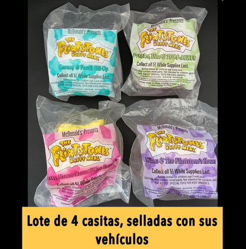 Mcdonalds Pica Piedras , Set De 4 Figuras Con Casitas