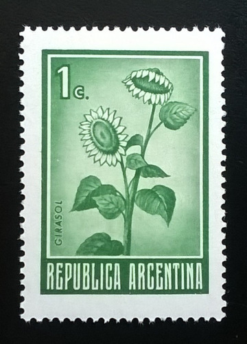 Argentina Flora, Sello Gj 1539 A Girasol 1c C M Mint L11431