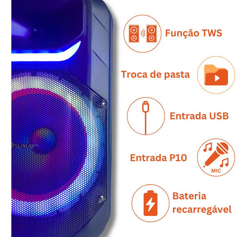 Caixa Som Portátil Amplificada Infinity 320w Sumay Bivolt