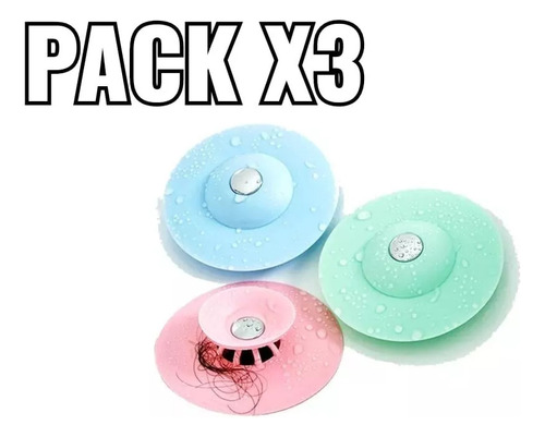 Pack X3 Tapón Cocina Baño Silicona Drenaje Atrapa Cabellos