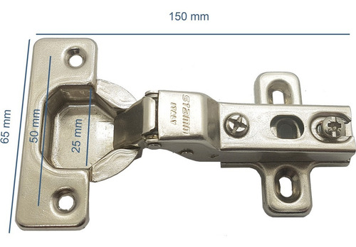 Imagen 2 de 7 de Bisagra Mueble Stamm Italia 35mm Codo 0° X 10 Unidades