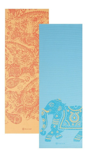 Tapete Para Yoga Gaiam Premium Reversible 5 Mm ( Elefante ) Color Celeste