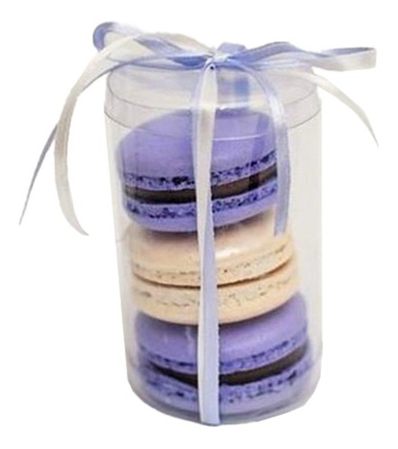 Imagem 2 de 4 de 06 Unidades - Caixa Tubular Macarons E Doces - 10 Cm X 5 Cm