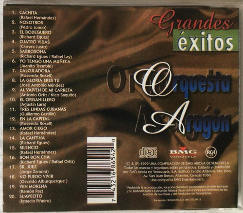 Orquesta Aragón. Grandes Exitos. Cd Usado. Qqg. Ag. (Usado)