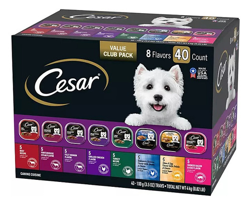Cesar Canine Cuisine Wet Dog Food, 8 Flavor Variety 40 Pack