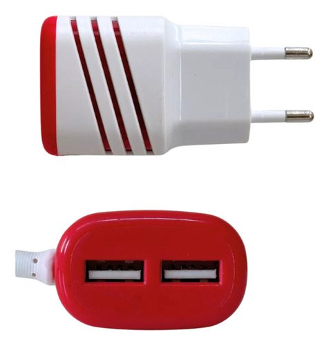 Carregador Completo V8 Com 02 Portas Usb 5.1a Cabo Fixo