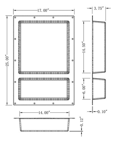 Nicho De Azulejos Para Ducha De 17 X 25 Pulgadas. Dimensione
