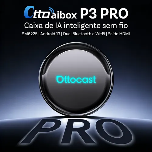 Ottocast P3 Pro Ai Box Carplay Android Auto Sem Fio Android 13 8gb