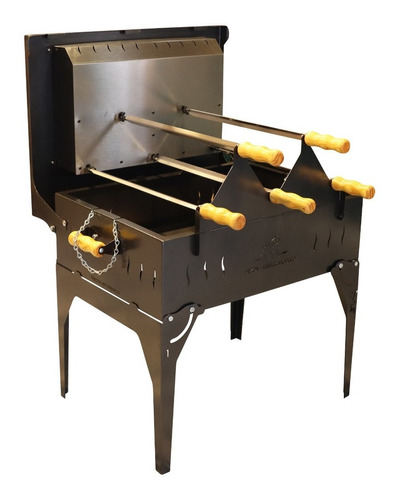 Asador Cromado De 5 Espadas - Estilo Brasileño - Carbón 