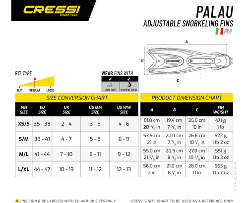 Cressi Aleta Ajustable Mod Palau Azul T- L/xl 10/13 Us